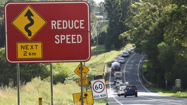 Road works along the Bruxner Highway betwen Wollongbar and Lismore, near Alphadale.