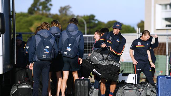 Crows players in limbo as flights were cancelled and rescheduled. Picture Mark Brake