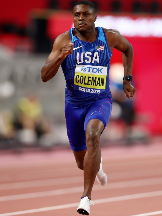 US sprinter Christian Coleman last year. Picture: Getty Images