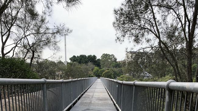 Footbridge where the alleged stabbing took place. Picture: Nicole Pierre