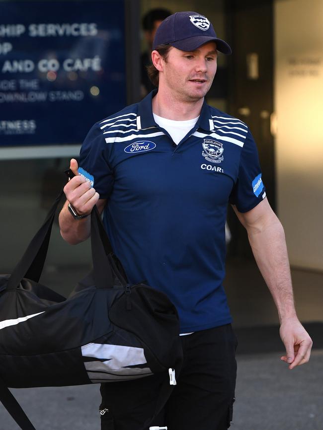 Patrick Dangerfield leaves training on Monday. Picture: AAP Image/Julian Smith