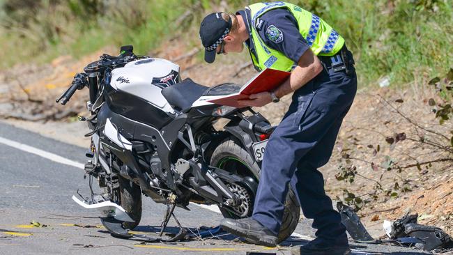 A rider, 31, died after crashing his motorcycle on North East Road at Paracombe on September 9. Picture: Brenton Edwards