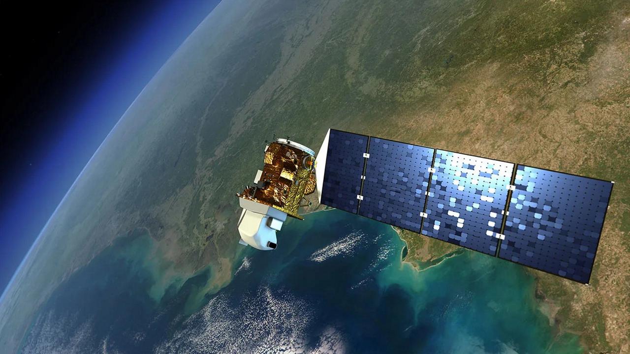 An artist’s impression of Nasa’s Landsat 8 satellite, which snapped the photos of the ‘ghost’ island. Picture: SWNS