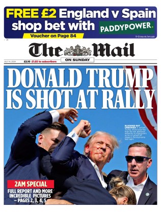 The cover of the Mail on Sunday for 14 July 2024. Picture: Supplied.