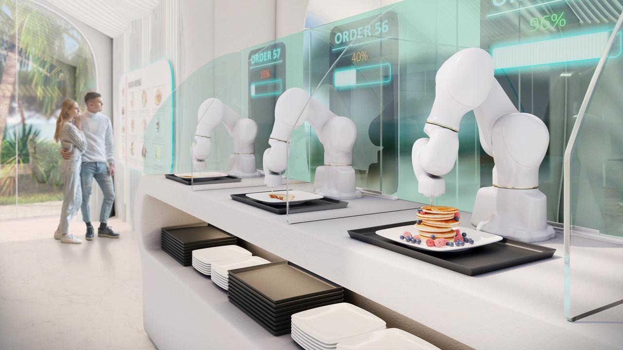 3D printed hotel buffet food could revolutionise breakfast and do away with waste. Picture: Picture: 2070: The future travel report