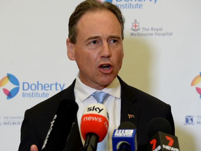 Health Minister Greg Hunt has explained new aged care guidelines to deal with Covid. Picture: NCA NewsWire / Andrew Henshaw