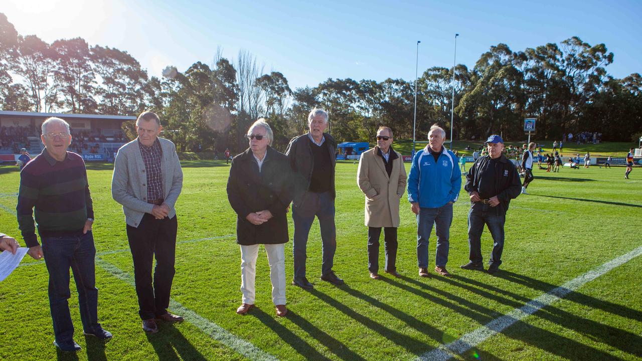 1969 Eastwood players at TG Millner Sportsground in Eastwood, NSW. Saturday 13th July 2019. The club held a “Back to Eastwood Day” with players from the 1969 and 1999 teams present. (AAP IMAGE/Jordan Shields)