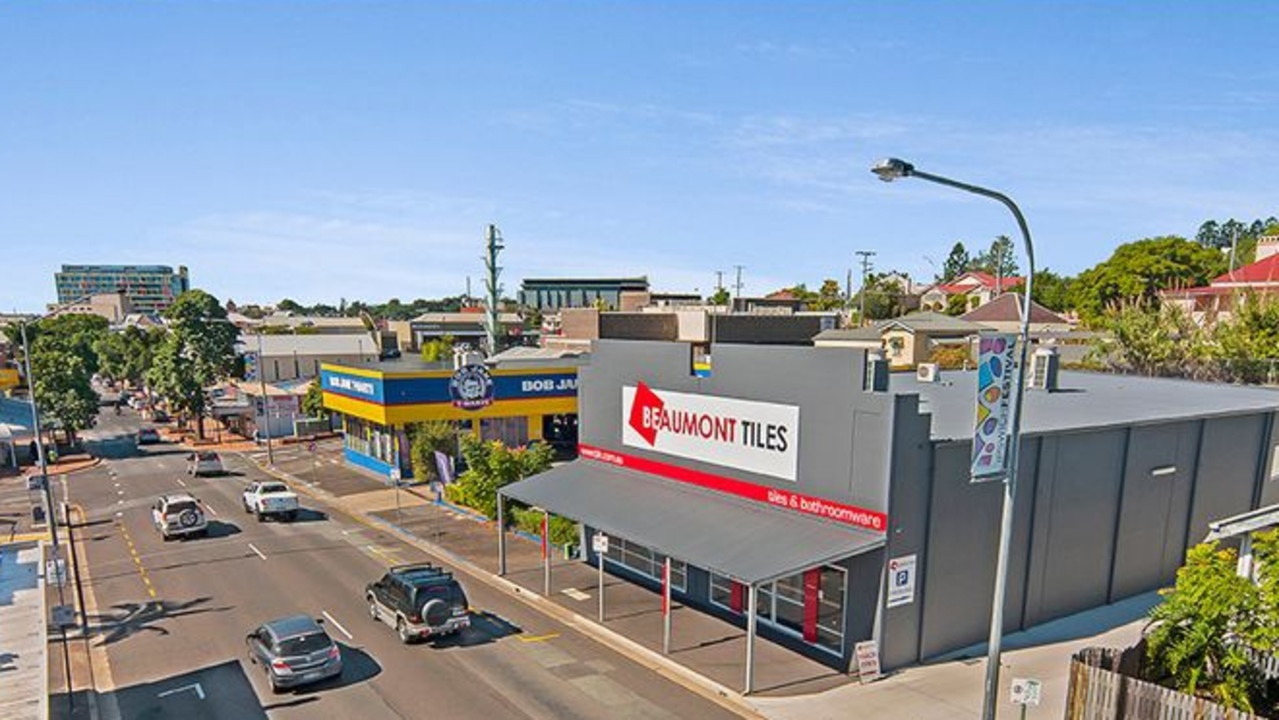 The Beaumont Tiles building at 202 Brisbane St, Ipswich, is for sale as a tenanted investment property.