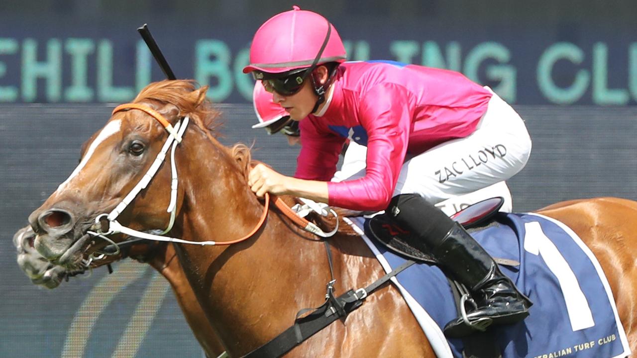 Zac Lloyd gets Electric Girl home in the Millie Fox Stakes. Picture: Jeremy Ng–Getty Images