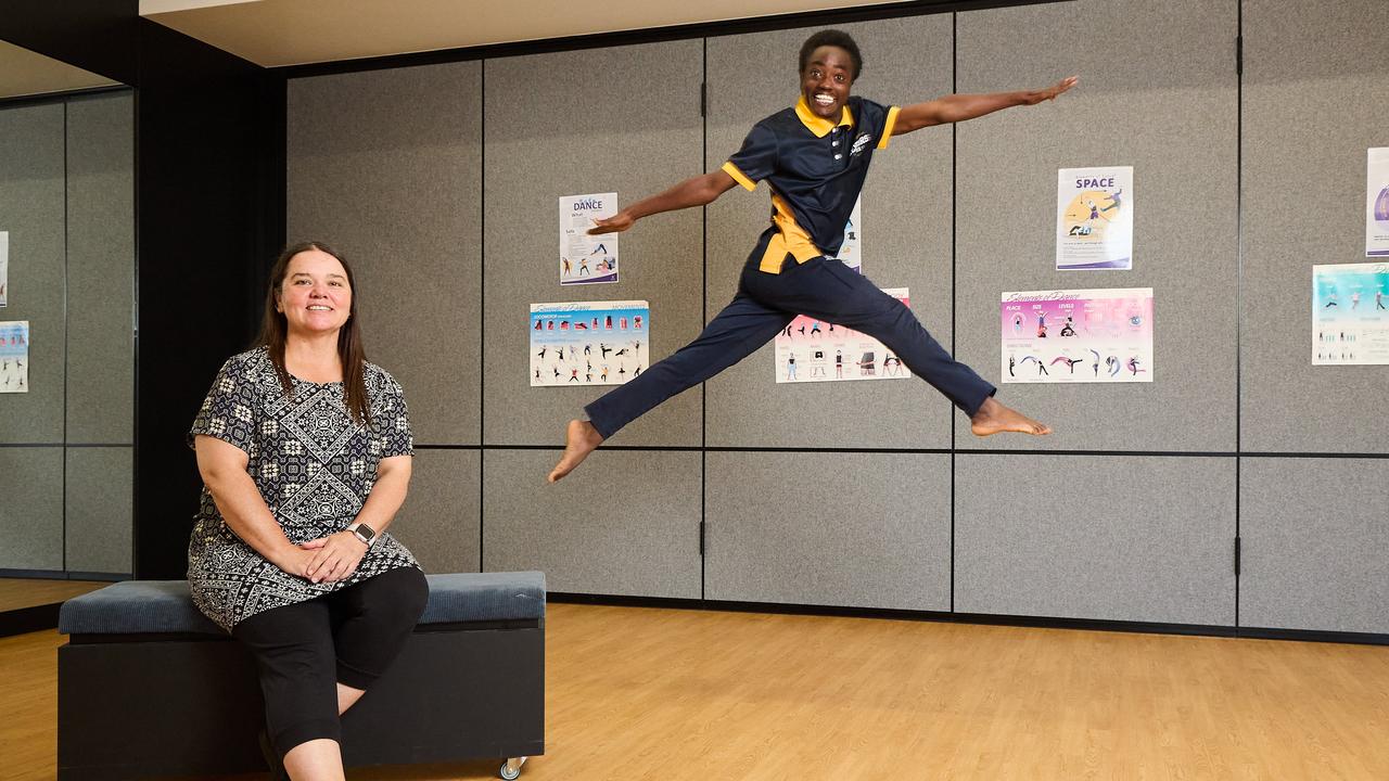 Dance teacher Trudy Surman with Aimable Irakze, 17, from Para Hills High School. Picture: Matt Loxton