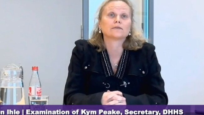 Kym Peake, Department of Health and Human Services secretary gives evidence to the hotels inquiry.