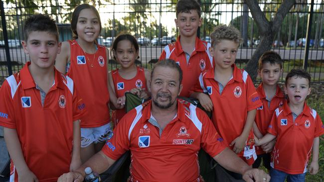 Poppa Ayers with all his grannies at the opening game of the NTFL 22/23 season. Picture: (A)manda Parkinson