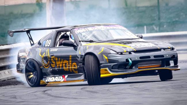 Drift car racing star Brendan Bennett from Macksville in action.