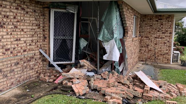 A car crashed into a house at 2 Daniel Ct Ooralea on the morning of October 3, 2022. The owner of the house, Anthony Tindale, was at home at the time of the crash. Picture: Duncan Evans