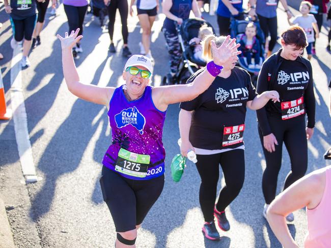 Run the Bridge Fun Run 2020 across Tasman Bridge. Picture: RICHARD JUPE