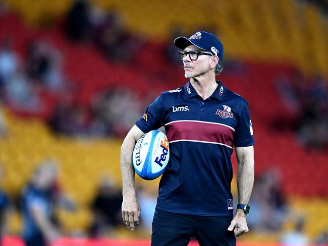 Reds coach Les Kiss is tipped to replace the departing Joe Schmidt as Wallabies coach in October. Picture: Bradley Kanaris/Getty Images