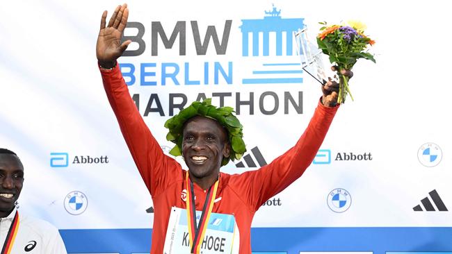 Kenya's Eliud Kipchoge won for a record fifth time. (Photo by Tobias SCHWARZ / AFP)