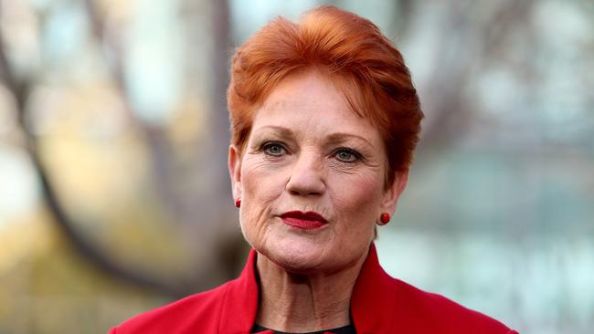 Senator Pauline Hanson outside Parliament House in Canberra. Picture: Kym Smith