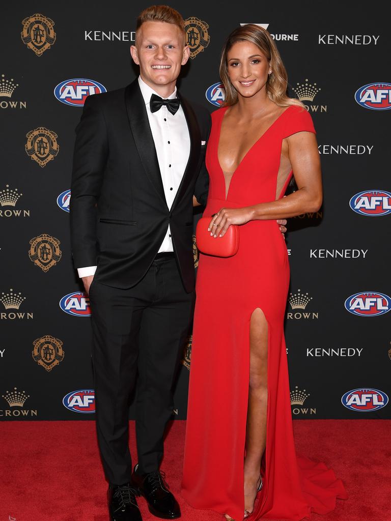 Adam Treloar and Kim Ravaillion. Picture: Quinn Rooney