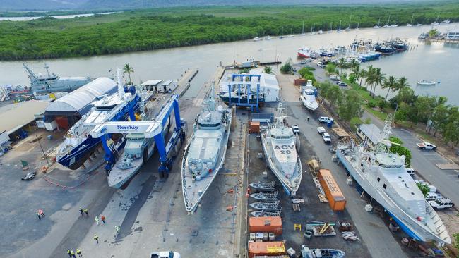 Norship Marine operating with all cylinders firing in February 2016 with maintenance, refits and restoration underway two Armidale Class patrol boats, one Cape Class patrol boat, one Pacific patrol boat, one Freemantle Class patrol boat, two Bay Class patrol boats and 30 commercial vessels (not all pictured). PICTURE: SUPPLIED