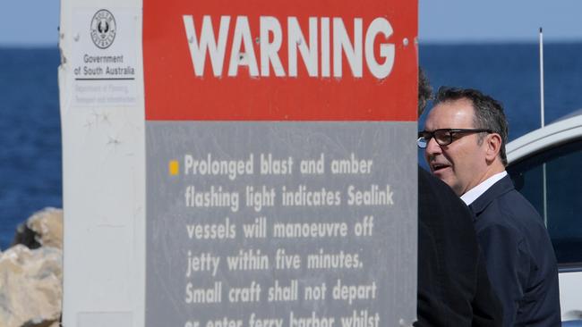 Liberal leader Steven Marshall leaves a press conference in Port Jervis on Wednesday. Picture: AAP / Tracey Nearmy