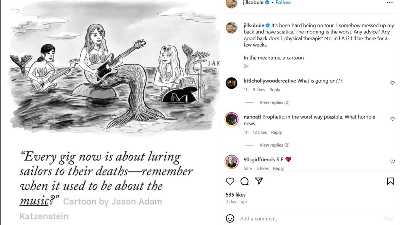 Jill Sobule's final post on Instagram, shared two days ago.