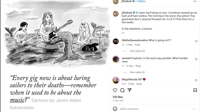 Jill Sobule's final post on Instagram, shared two days ago.