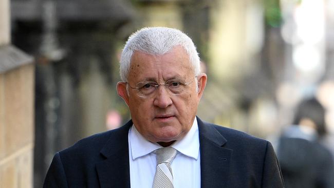 Property developer Ron Medich arrives at the NSW Supreme Court in Sydney, Friday, April 20, 2018. A jury is continuing to deliberate at the Sydney retrial of property developer Ron Medich, who is accused of directing the contract murder of a business enemy. Medich has pleaded not guilty in the NSW Supreme Court to murdering Michael McGurk, 45, in September 2009 and to intimidating his widow, Kimberley McGurk, the following year. (AAP Image/Dan Himbrechts) NO ARCHIVING