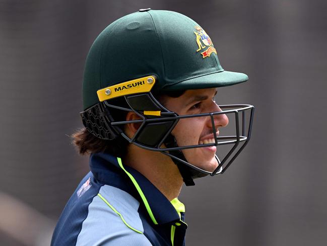 Australian batsman Sam Konstas prepares to bat in the nets at the Melbourne Cricket Ground (MCG) in Melbourne on December 24, 2024, ahead of the fourth cricket Test match between Australia and India starting December 26. (Photo by William WEST / AFP) / --IMAGE RESTRICTED TO EDITORIAL USE - STRICTLY NO COMMERCIAL USE--