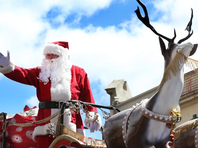 Santa in the parade. Myer Christmas Pageant in Hobart. Picture: NIKKI DAVIS-JONES