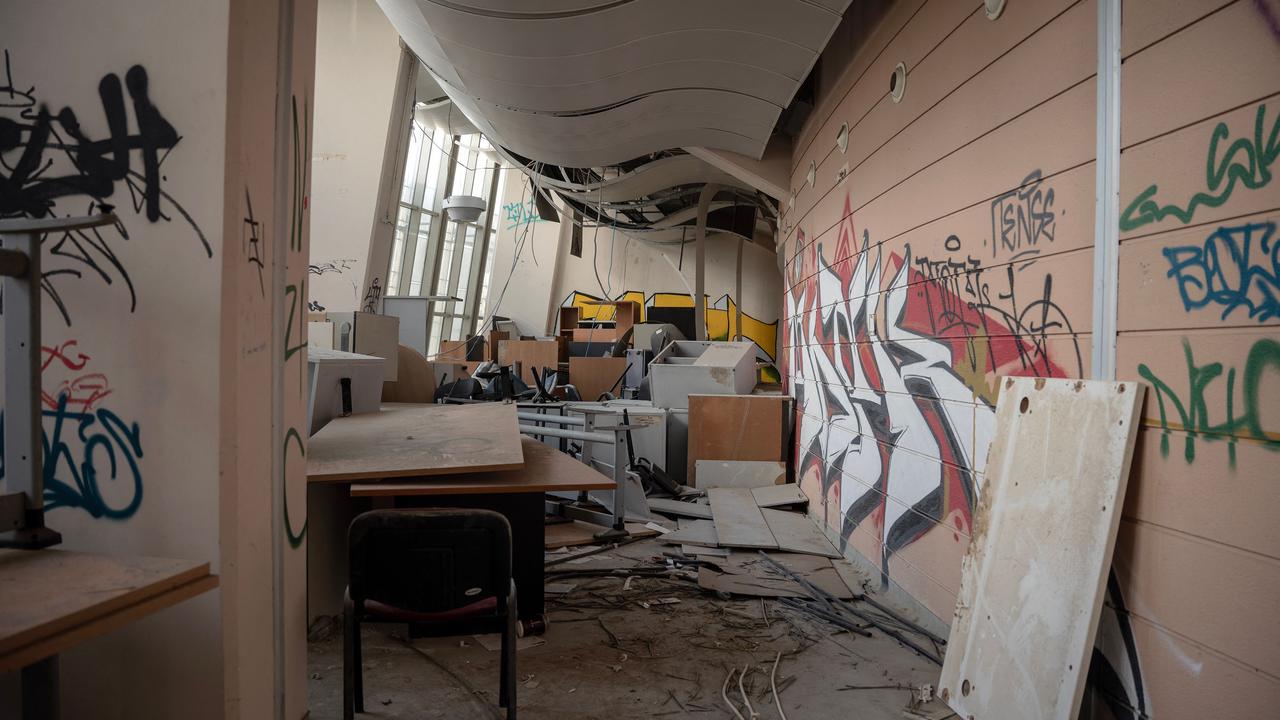 The interior of the beach volleyball venue. (Photo by Angelos TZORTZINIS / AFP)