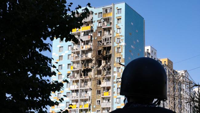 A Moscow apartment block damaged in Tuesday’s drone attack. Picture: AFP