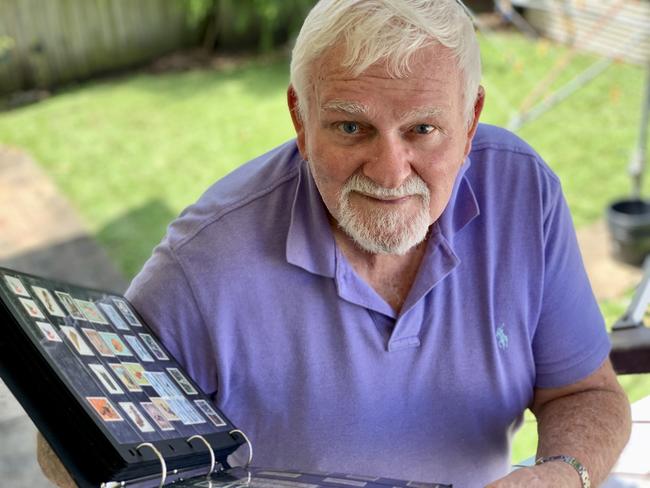 Ron Bassan, from Beaconsfield in Mackay, is an avid stamp collector. He has an album of stamps from 1913 to 1966 and then 20 albums of stamps from 1966 to 2022. Picture: Rae Wilson