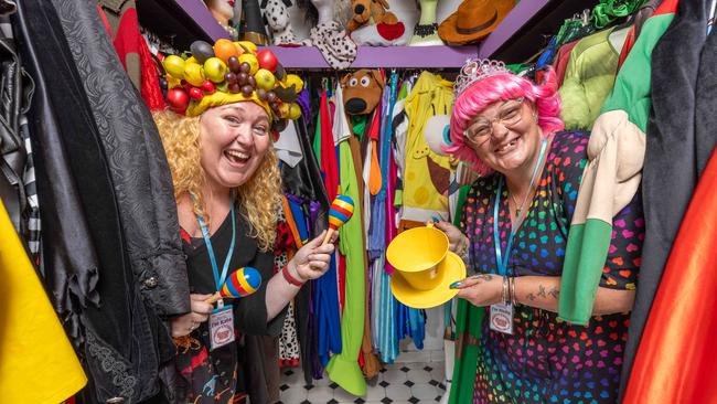 Kate Billinghurst and Nicky Bradley from Fancy That. The Christies Beach costume shop is up for sale for first time in more than a decade. Picture: Ben Clark
