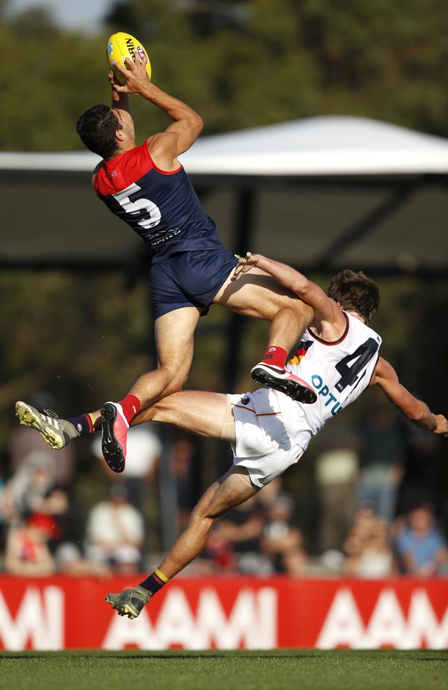 Speccies like this in the weekend’s Marsh Cup clash with Adelaide have Demons fans salivating over Christian Petracca’s potential. Picture: AFL Photos/Getty Images