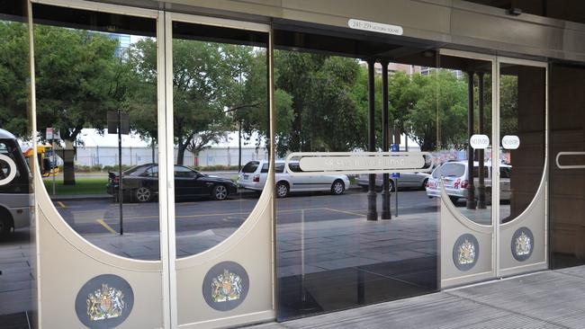 The entrance to the Sir Samuel Way Building, which houses both the District Court and the Supreme Court’s criminal matters.