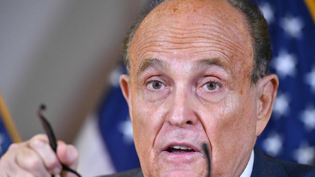 President Trump's personal lawyer Rudy Giuliani perpetuated the myth that the election had been stolen. Picture: AFP.