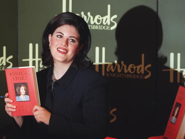 Old book, new book ... Former White House intern Monica Lewinsky at book signing in Harrods, London in 1999.