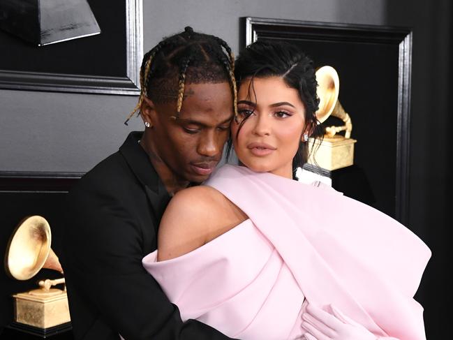 LOS ANGELES, CALIFORNIA - FEBRUARY 10: Travis Scott and Kylie Jenner attend the 61st Annual GRAMMY Awards at Staples Center on February 10, 2019 in Los Angeles, California. (Photo by Jon Kopaloff/Getty Images)
