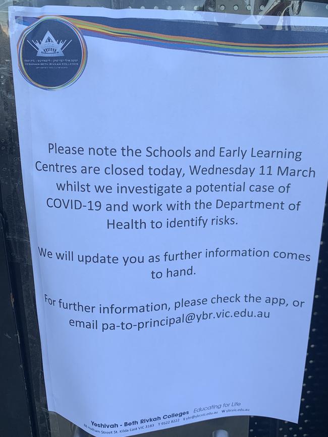 A sign on the school gates this morning. Picture: Brianna Travers