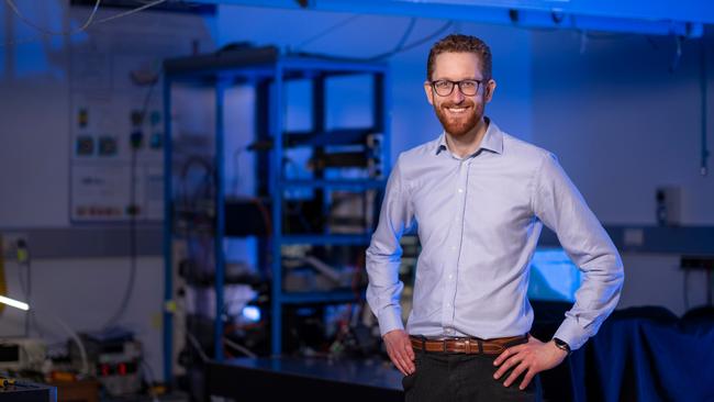 Dr Andrew Horsley at the Quantum Brilliance laboratory at the Australian National University. Photo: Jamie Kidston/ANU