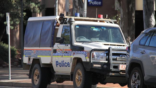 A Northern Territory police vehicle out the from of Alice Springs police station. Picture: Gera Kazakov