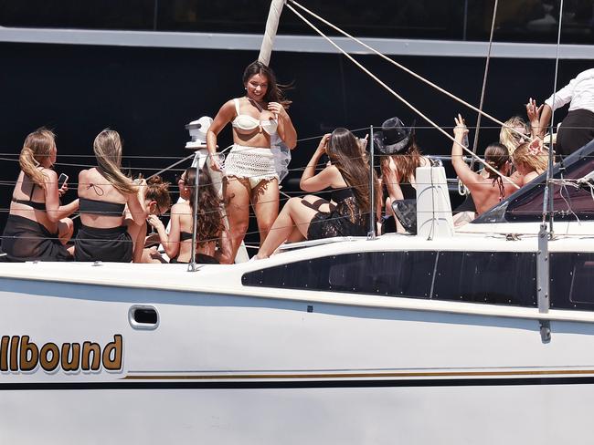 A number of girls on a passing yacht ‘gatecrashed’ the party. Picture: Sam Ruttyn