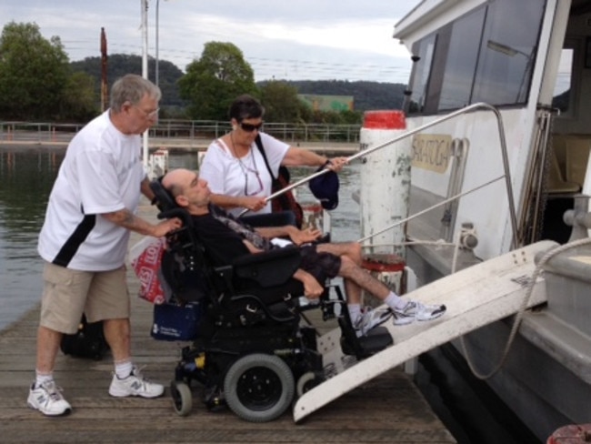 Disabled access to ferries at Woy Woy Public Wharf during a king tide is near impossible