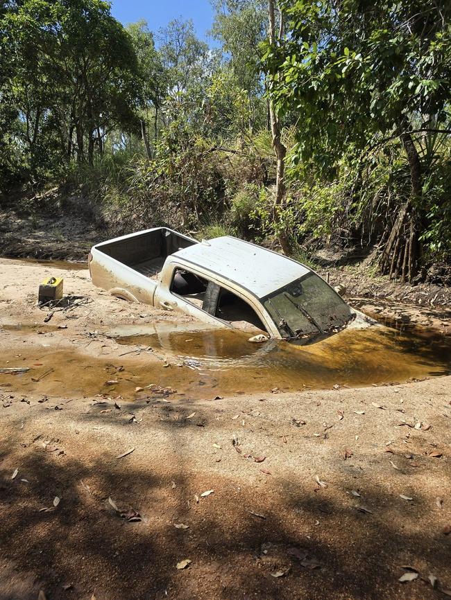 NT Towing 4x4 Recovery stumbled across an abandoned ute buried deep in the sand on their way to a job in Maningrida.