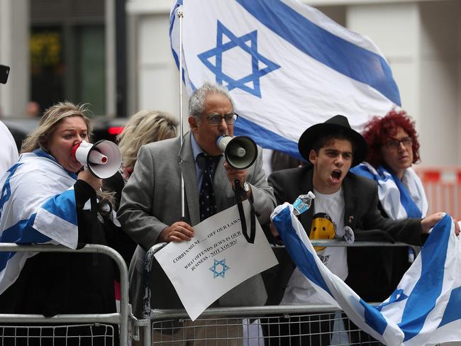 With Jeremy Corbyn accused of allowing anti-Semitism to spread in his party demonstrators protest outside British Labour headquarters in 2018. Picture: AFP
