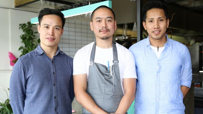 Head chef Zico Lu, centre, with An Uong owners Richard Nguyen and Le Nhat.