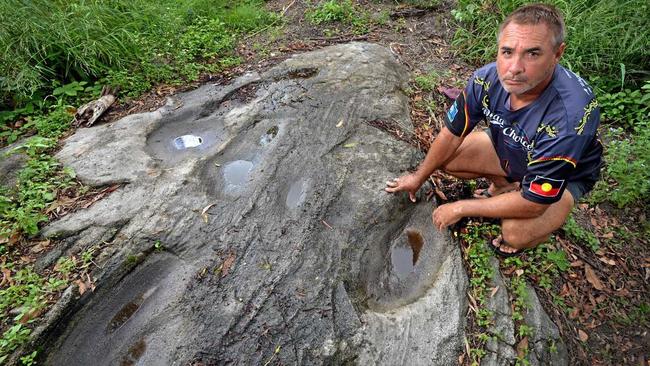 Another view of what Aboriginal claimants say is the remains of a grain preparation and cooking area on Rocky Ridge. Picture: Patrick Woods