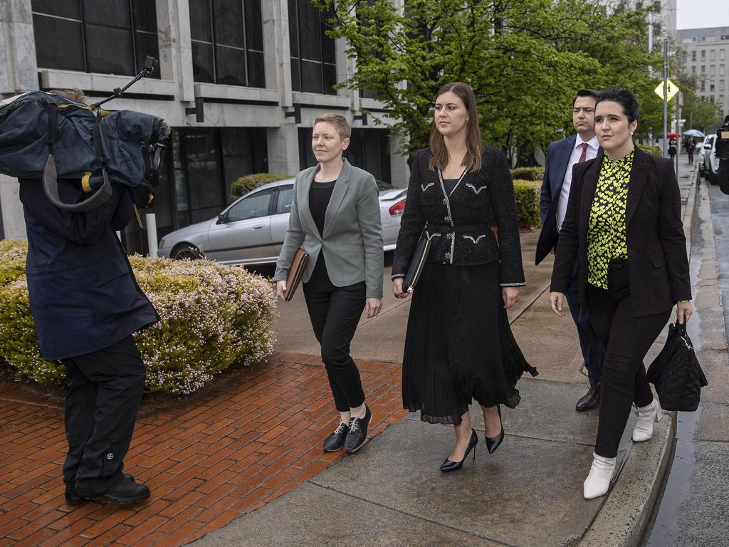 Ms Higgins arriving at court with friend and advocate. Picture: NCA NewsWire / Gary Ramage