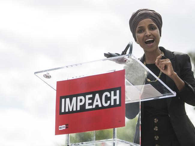 US Representative Ilhan Omar speaks at a rally on Thursday. Picture: Zach Gibson/Getty Images/AFP